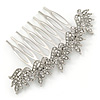 Bridal/ Prom/ Wedding/ Party Rhodium Plated Clear Austrian Crystal Floral Side Hair Comb - 8cm W