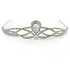 Bridal/ Wedding/ Prom Rhodium Plated CZ, Clear Crystal 'Regal' Classic Tiara