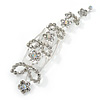 Bridal/ Wedding/ Prom/ Party Silver Tone Clear Austrian Crystal Floral Side Hair Comb - 95mm Across