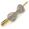 Vintage Inspired Gold Tone Clear Crystal, Glass Pearl Bow Hair Beak Clip/ Concord Clip - 11.5cm Length