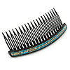 Black Acrylic With Clear and Light Blue Crystal Accent Hair Comb - 11cm
