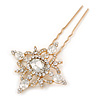 Bridal/ Wedding/ Prom/ Party Single Clear Crystal Star Hair Pin In Gold Tone - 80mm L