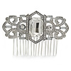 Bridal/ Wedding/ Prom/ Party Art Deco Style Rhodium Plated Tone Austrian Crystal Hair Comb - 80mm W