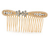 Bridal/ Wedding/ Prom/ Party Gold Tone Clear Austrian Crystal Bow Side Hair Comb - 80mm