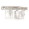 Bridal/ Wedding/ Prom/ Party Silver Plated Clear Crystal, Cream Faux Pearl Square Hair Comb - 85mm