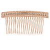 Bridal/ Wedding/ Prom/ Party Rose Gold Tone Clear Crystal, Cream Faux Pearl Square Hair Comb - 85mm