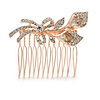 Bridal/ Wedding/ Prom/ Party Rose Gold Tone Clear Austrian Crystal Calla Lily Side Hair Comb - 60mm