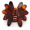 Medium 'Lotus' Flower Brown Acrylic Hair Claw - 75mm Width
