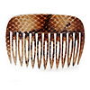 Snake Print Polished Acrylic Hair Comb (Brown/ Beige) - 75mm