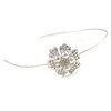Bridal/ Wedding/ Prom Rhodium Plated White Faux Pearl, Crystal Flower Tiara Headband