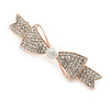 Rose Gold Tone Clear Crystal Bow Barrette Hair Clip Grip - 70mm Across