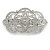 Bridal/ Wedding/ Prom/ Party Art Deco Style Rhodium Plated Austrian Crystal Barrette Hair Clip Grip - 90mm Across