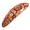 Romantic Floral Acrylic Oval Barrette/ Hair Clip in Orange/ Brown - 90mm Long