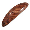 Brown Stripy Print Acrylic Oval Barrette/ Hair Clip In Silver Tone - 90mm Long
