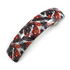 Red/ Black Feather Motif Acrylic Square Barrette/ Hair Clip - 85mm Long