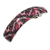 Pink/ Black Feather Motif Acrylic Square Barrette/ Hair Clip - 85mm Long