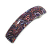 Purple/ Black/ Pink Abstract Print Acrylic Square Barrette/ Hair Clip - 90mm Long