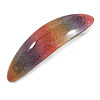 'Rainbow' Glitter Acrylic Oval Barrette/ Hair Clip In Silver Tone - 90mm Long