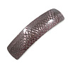 Taupe Snake Print Acrylic Square Barrette/ Hair Clip In Silver Tone - 90mm Long