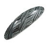 Black/ Metallic Silver Acrylic Oval Barrette/ Hair Clip In Silver Tone - 90mm Long