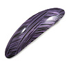 Purple/ Black Acrylic Oval Barrette/ Hair Clip In Silver Tone - 90mm Long