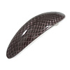 Charcoal Grey Snake Print Acrylic Oval Barrette/ Hair Clip In Silver Tone - 90mm Long