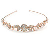 Bridal/ Wedding/ Prom Rose Gold Tone Clear Crystal Floral Tiara Headband