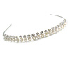 Bridal/ Wedding/ Prom Silver Tone Clear Crystal, Faux White Glass Pearl Tiara Headband