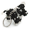 Black/ Transparent Glass Bead Scottie Dog Keyring/ Bag Charm - 8cm L