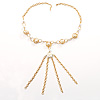Gold Long Tassel Imitation Pearl Costume Necklace