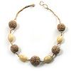 Antique White Glass and Resin Bead Chunky Necklace - 50cm Long