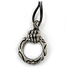 Skeleton Hand Leather Cord Gothic Pendant (Antique Silver)