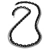 Long Black Plastic & Silver Metal Chain Necklace - 88cm Length