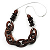 Chunky Wood Link Cord Necklace - 66cm Length