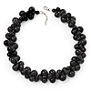Black Polished Ceramic Bead Twisted Necklace (46cm L/ 6cm Ext)