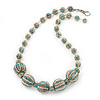 Light Blue/White Graduated Glass Bead Necklace - 50cm Length