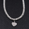 Rhodium Plated Swarovski Crystal Small Heart Necklace - 38cm Length/ 7cm Extension
