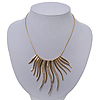Gold Plated Swarovski Crystal Curved Bar Necklace - 36cm Length/ 6cm Extension
