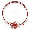 Red Shell Flower Flex Wire Choker Necklace - Adjustable