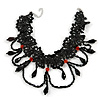 Stunning Jet Black/Red Acrylic Bead Lacy Style Choker - 28cm Length/ 6cm Extension