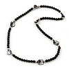 Black Glass/Metal/ Shell Bead Necklace - 66cm Length