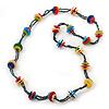 Long Multicoloured Acrylic 'Button' Necklace - 80cm Length