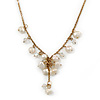 Gold Tone Freshwater Pearl & Glass Bead Necklace - 38cm L/ 4cm Ext