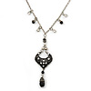 Marcasite Crystal, Beaded Pendant With 42cm L/ 6cm Ext Pewter Tone Chain