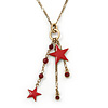 Vintage Inspired Star, Bead, Crystal Tassel Pendant With Gold Tone Chain - 36cm L/ 8cm Ext