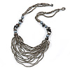 Black/ Grey Glass Bead Bib Style Necklace - 70cm L