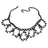 Chic Victorian/ Gothic/ Burlesque Black Bead Choker Necklace - 31cm Length/ 8cm Extension