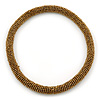 Statement Chunky Golden Bronze Beaded Stretch Choker Necklace - 44cm L