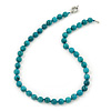 10mm Turquoise Bead Necklace With Spring Ring Closure - 47cm L