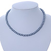 7mm Grey Acrylic Bead Necklace In Silver Tone - 37cm L